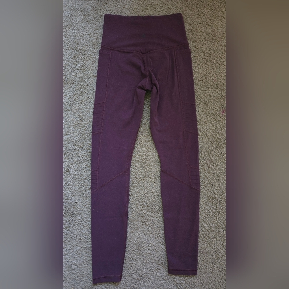 Athleta Inclination Moto Tight High Rise Burgundy Leggings Size XS - Picture 7 of 11